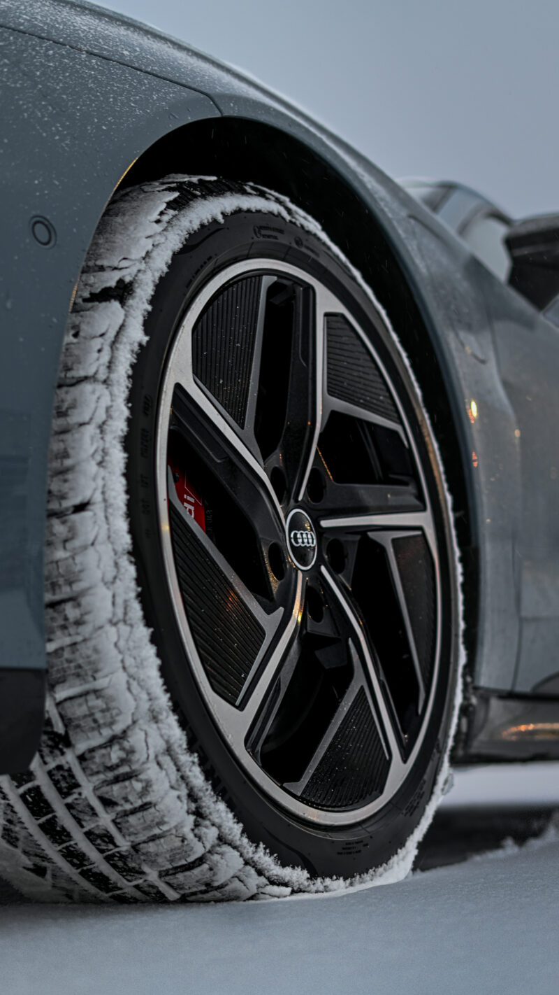 Audi RS e-tron GT wheel detail photographed with performance tire and rim focus